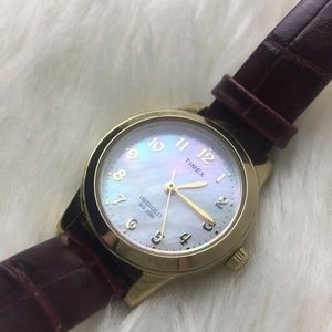 Mother of pearl timex indiglo watch leather strap